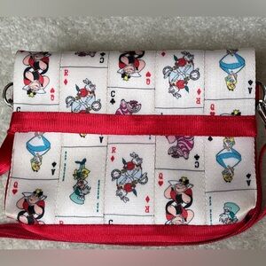 Harveys Alice in Wonderland Playing Card Print Foldover Crossbody Bag